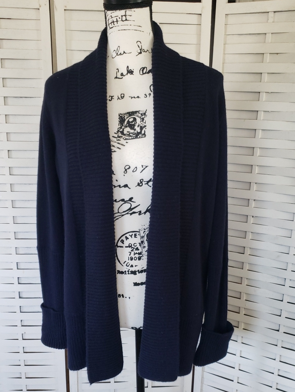 Vince  Navy Open-Front Shawl Collar Sweater Cardigan S